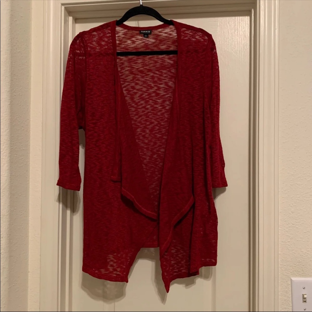 Torrid 3/4 sleeve red cardigan